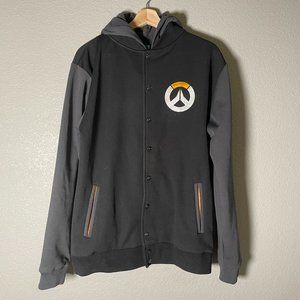 Overwatch Varsity Bomber Track Jacket Gray Embroidered Hoodie
